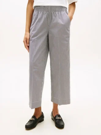Pull-on broek met wijde pijpen en enkellengte