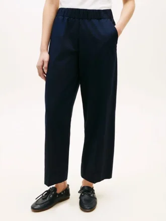 Pull-on broek met wijde pijpen en enkellengte Pull-on broek met wijde pijpen en enkellengte