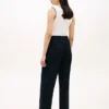 Pull-on broek met wijde pijpen en enkellengte Pull-on broek met wijde pijpen en enkellengte