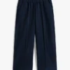 Pull-on broek met wijde pijpen en enkellengte Pull-on broek met wijde pijpen en enkellengte