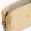 Raffia-schoudertas met monogramlogo Raffia-schoudertas met monogramlogo