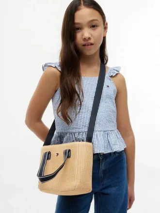 Raffia-schoudertas voor kinderen