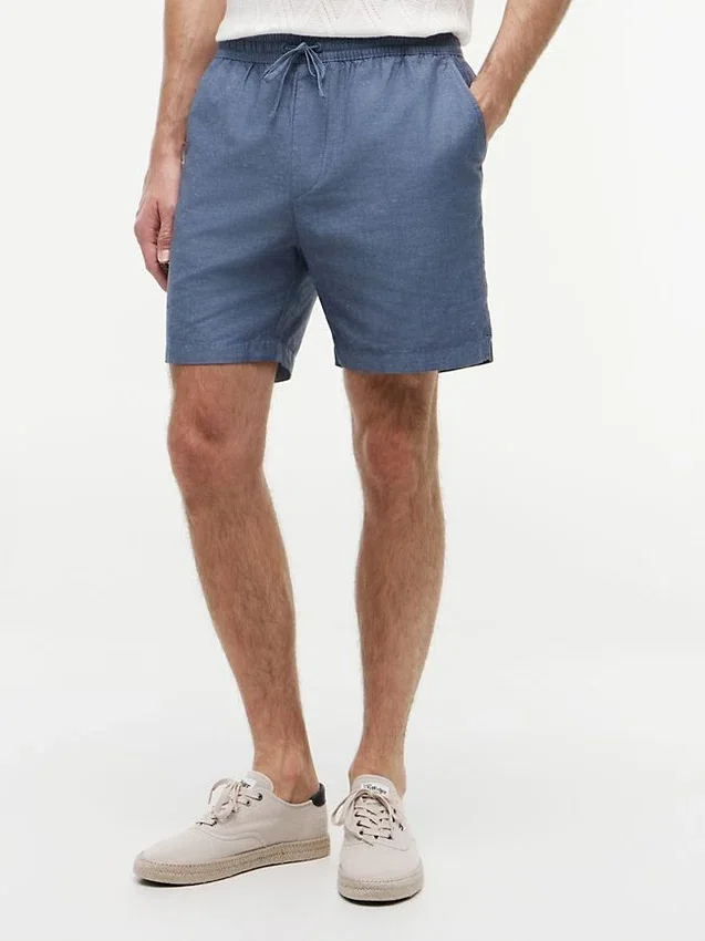 Regular Fit 7″ katoen-linnen mix Shorts Regular Fit 7″ katoen-linnen mix Shorts