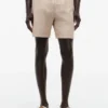 Regular Fit 7″ katoen-linnen mix Shorts