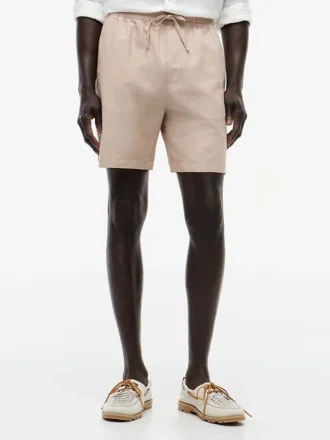 Regular Fit 7″ katoen-linnen mix Shorts