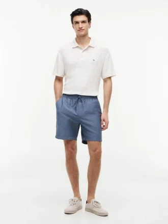 Regular Fit 7″ katoen-linnen mix Shorts