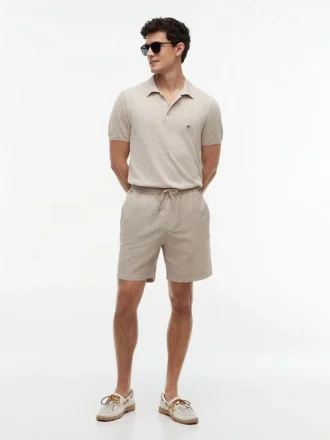 Regular Fit 7″ katoen-linnen mix Shorts