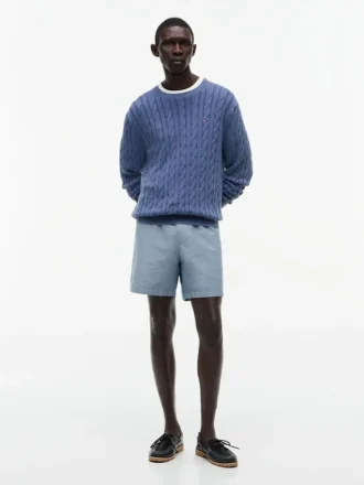 Regular Fit 7″ katoen-linnen mix Shorts