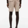 Regular Fit 7″ katoen-linnen mix Shorts