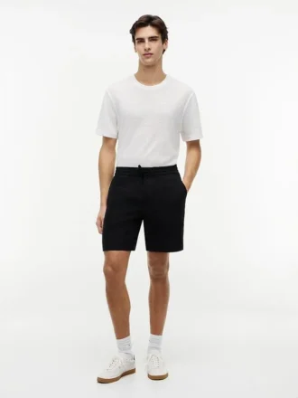 Regular Fit 8″ linen-mix Shorts