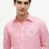 Regular Fit gestreept linnen overhemd Regular Fit gestreept linnen overhemd