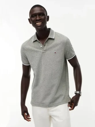Regular Fit polo van piqué met linnenmix Regular Fit polo van piqué met linnenmix