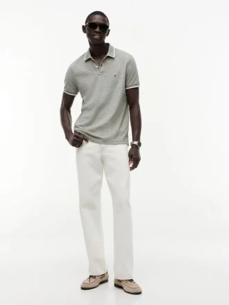 Regular Fit polo van piqué met linnenmix Regular Fit polo van piqué met linnenmix