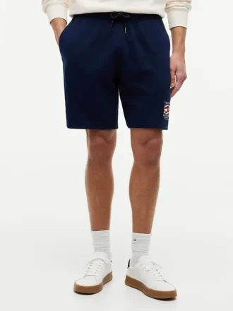 Regular Fit Sweatshort met golvend vlaglogo