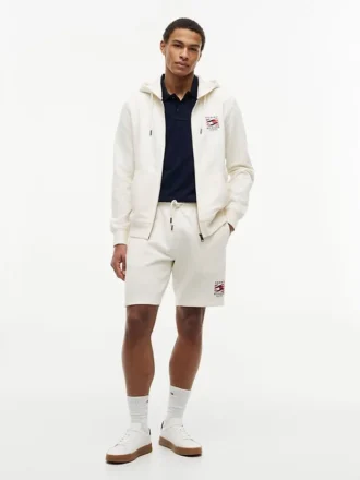 Regular Fit Sweatshort met golvend vlaglogo