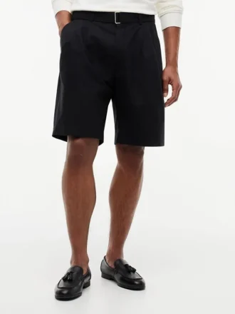 Relaxed Fit 10″ Short met riem en plooien