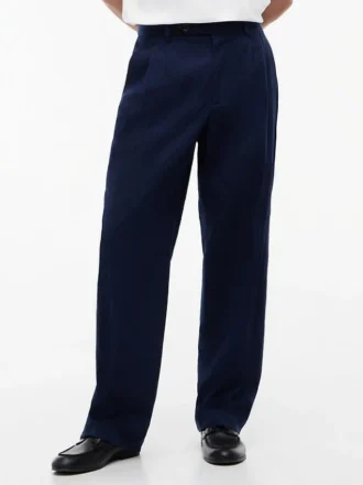 Relaxte, lichte seersucker-broek met wolmix