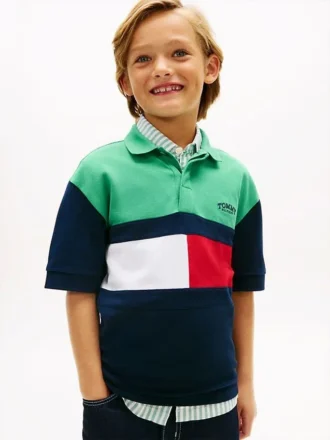 Rugbypolo met kleurblokken voor kinderen