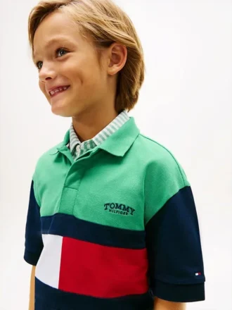Rugbypolo met kleurblokken voor kinderen