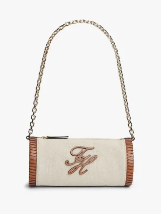 Script Monogram linnen tas met kettingriem Script Monogram linnen tas met kettingriem