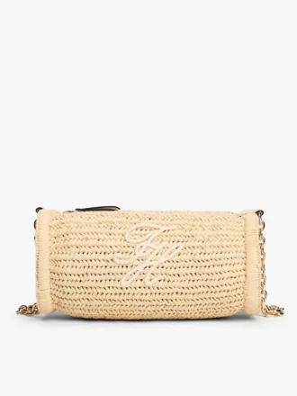 Script Monogram Raffia Chain Strap Bag Script Monogram Raffia Chain Strap Bag