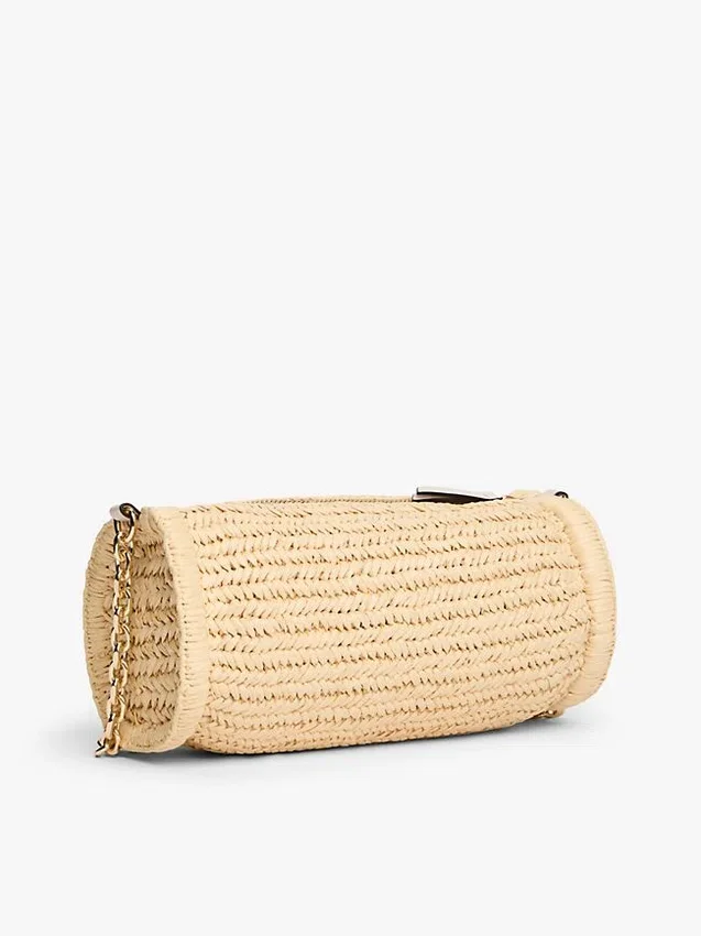 Script Monogram Raffia Chain Strap Bag Script Monogram Raffia Chain Strap Bag