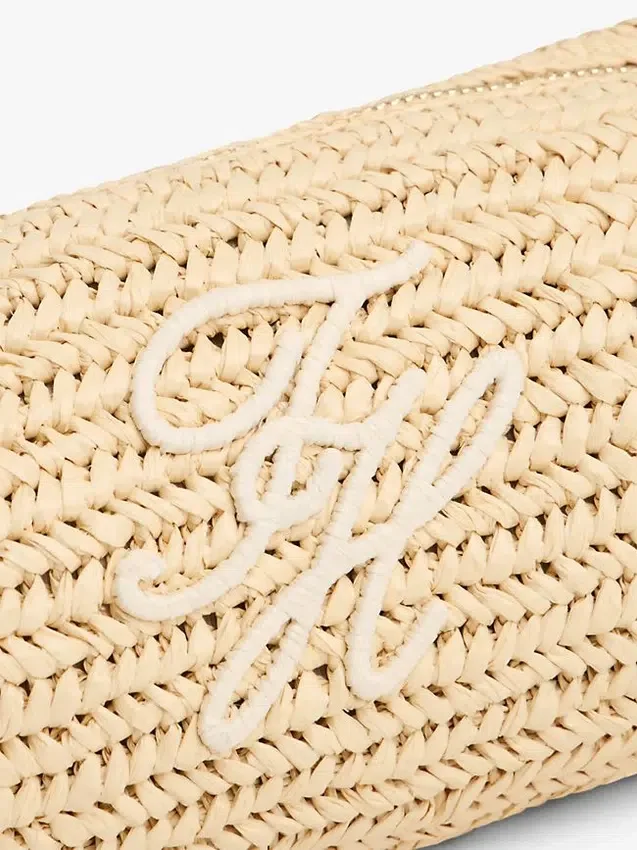 Script Monogram Raffia Chain Strap Bag Script Monogram Raffia Chain Strap Bag