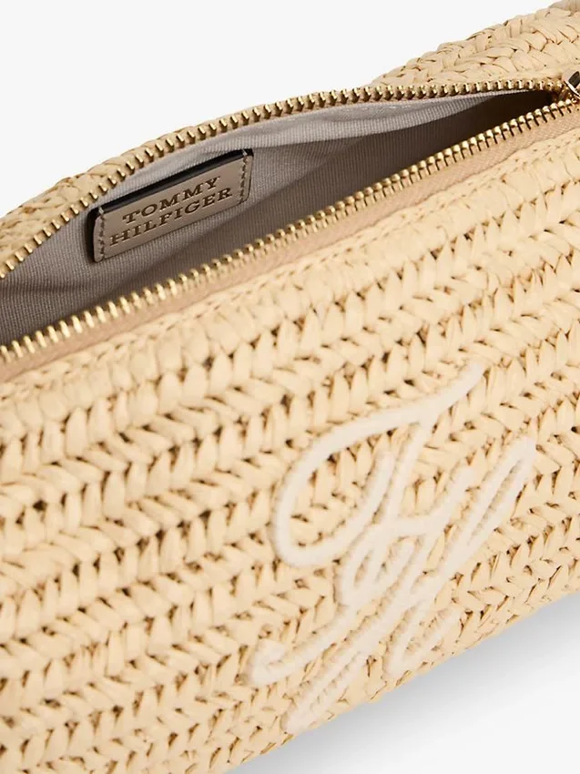 Script Monogram Raffia Chain Strap Bag Script Monogram Raffia Chain Strap Bag