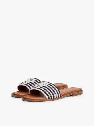 Script Monogram Stripe geweven slippers
