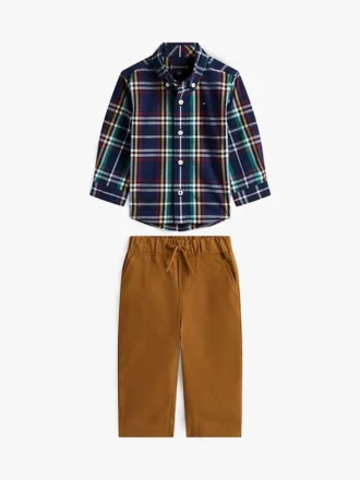 Set met geruit overhemd en broek voor baby’s Set met geruit overhemd en broek voor baby’s