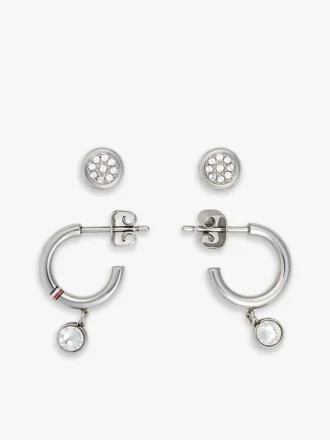 Set met hoepel- en studoorbellen met kristallen accenten Set met hoepel- en studoorbellen met kristallen accenten