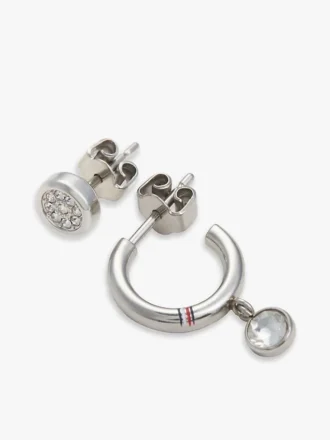 Set met hoepel- en studoorbellen met kristallen accenten Set met hoepel- en studoorbellen met kristallen accenten