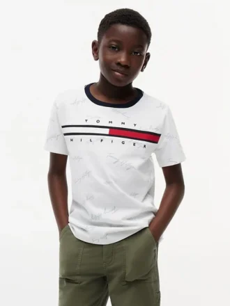 Signature Flag Stripe Logo T-shirt voor kinderen