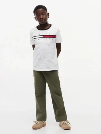 Signature Flag Stripe Logo T-shirt voor kinderen