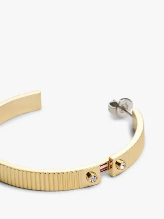 Signature Stripe geribbelde hoepeloorbellen