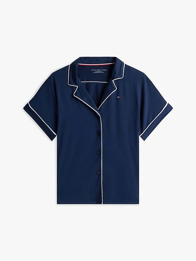 Slaapset met shirt en Shorts met contrasterende bies Slaapset met shirt en Shorts met contrasterende bies