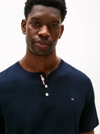 Slaapshirt van suède jersey met Henley-kraag Slaapshirt van suède jersey met Henley-kraag