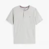 Slaapshirt van suède jersey met Henley-kraag