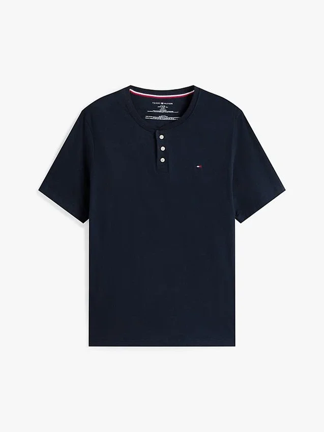 Slaapshirt van suède jersey met Henley-kraag Slaapshirt van suède jersey met Henley-kraag