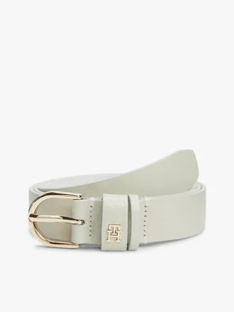 Slanke leren riem met monogram in reliëf Slanke leren riem met monogram in reliëf