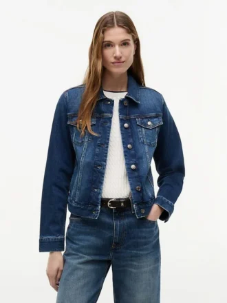 Slim Fit donkergewassen stretch-denimjas Slim Fit donkergewassen stretch-denimjas