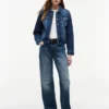 Slim Fit donkergewassen stretch-denimjas Slim Fit donkergewassen stretch-denimjas