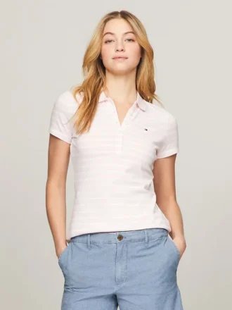 Slim Fit gestreepte stretch katoenen polo Slim Fit gestreepte stretch katoenen polo