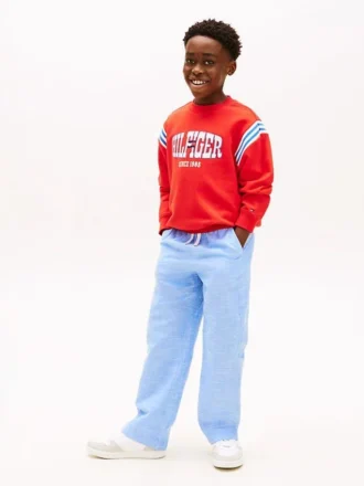 Slub katoenen broek met elastische tailleband voor kinderen
