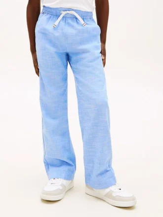 Slub katoenen broek met elastische tailleband voor kinderen