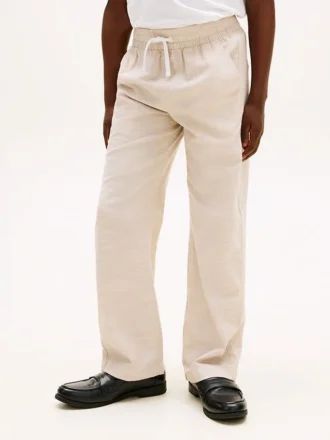 Slub katoenen broek met elastische tailleband voor kinderen