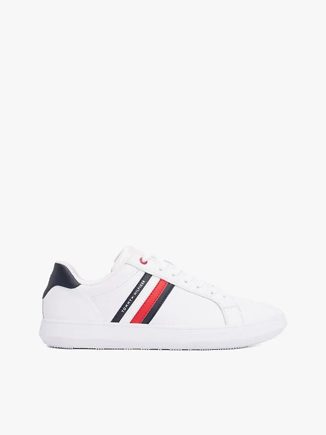 Sneaker met gestreepte leren cupzool Sneaker met gestreepte leren cupzool