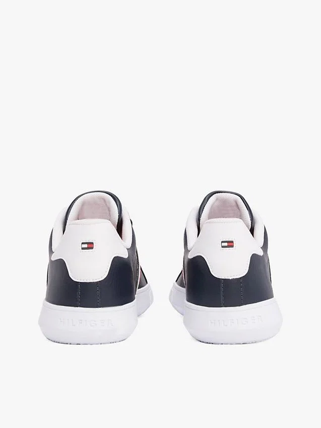 Sneaker met gestreepte leren cupzool Sneaker met gestreepte leren cupzool