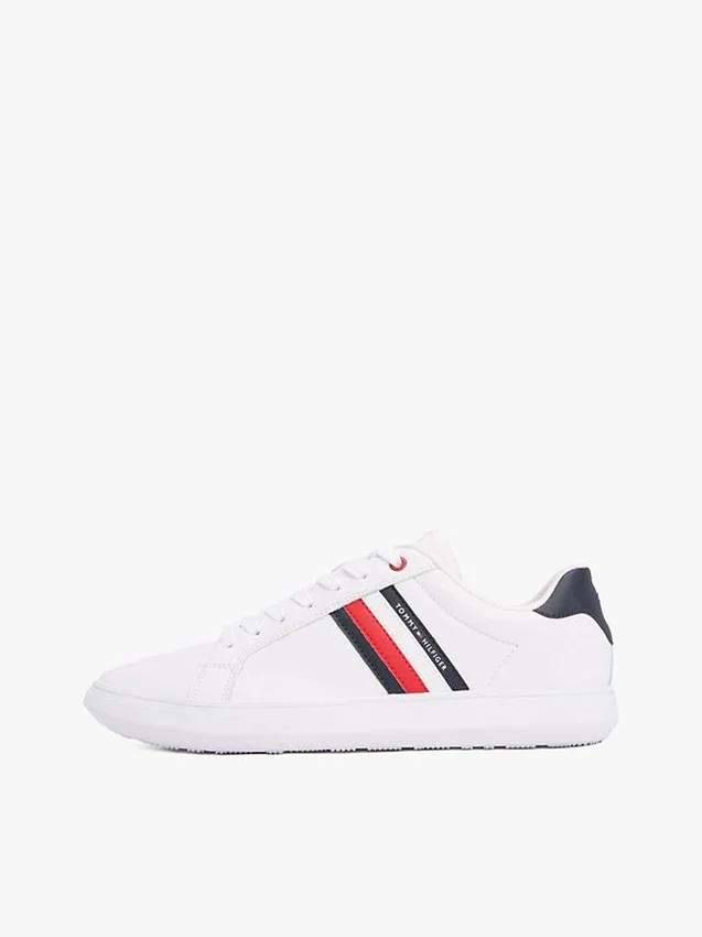 Sneaker met gestreepte leren cupzool Sneaker met gestreepte leren cupzool