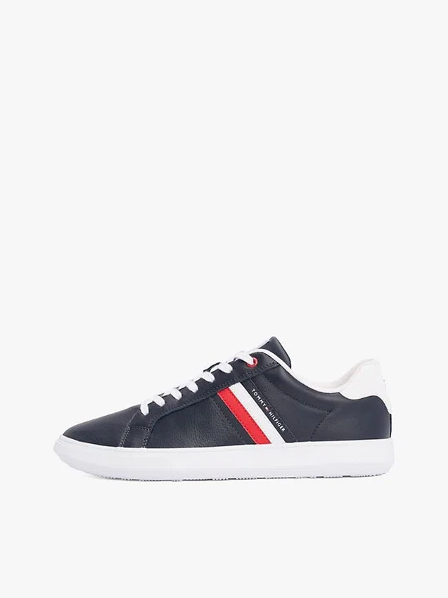 Sneaker met gestreepte leren cupzool Sneaker met gestreepte leren cupzool